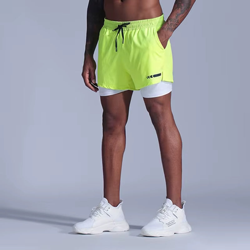 Men's 2-in-1 Quick-Dry Sports Running Shorts for Jogging, Fitness, Soccer Training, Track and Field, and Marathon Events