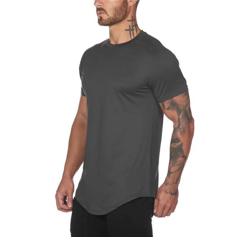 Men's Mesh T-Shirt - Quick Dry Solid Fitness Top for Bodybuilding and Gym Wear, Summer Collection