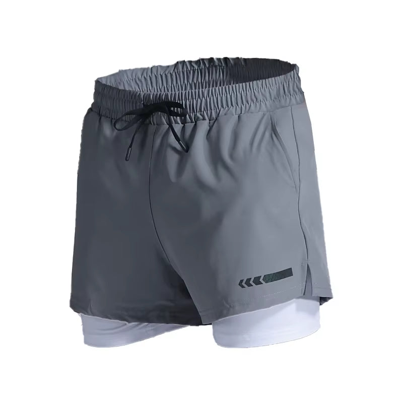 Men's 2-in-1 Quick-Dry Sports Running Shorts for Jogging, Fitness, Soccer Training, Track and Field, and Marathon Events