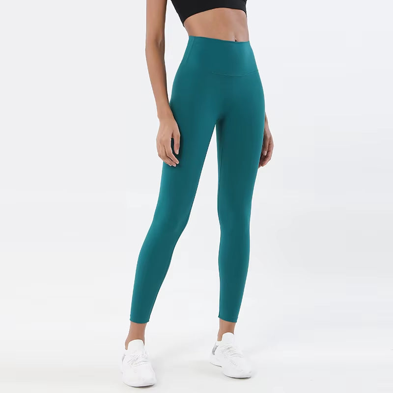 Nylon Tights Yoga Women'S Pants Leggings Gym Fitness No T Line High Waist Hidden Pocket Solid Color Sports Pants 42 Color