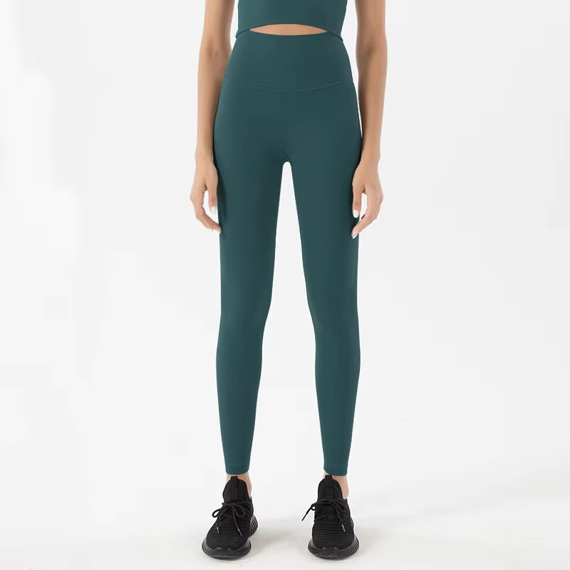 Nylon Tights Yoga Women'S Pants Leggings Gym Fitness No T Line High Waist Hidden Pocket Solid Color Sports Pants 42 Color