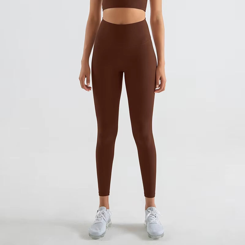 Nylon Tights Yoga Women'S Pants Leggings Gym Fitness No T Line High Waist Hidden Pocket Solid Color Sports Pants 42 Color