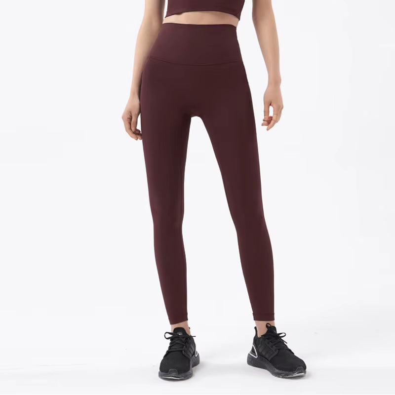 Nylon Tights Yoga Women'S Pants Leggings Gym Fitness No T Line High Waist Hidden Pocket Solid Color Sports Pants 42 Color