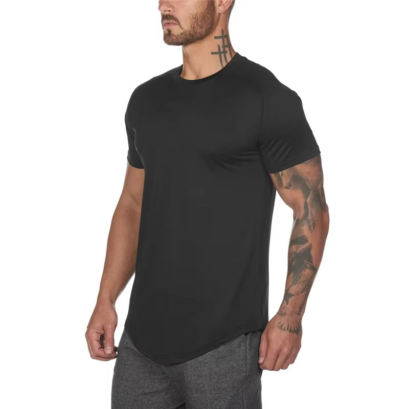 Men's Mesh T-Shirt - Quick Dry Solid Fitness Top for Bodybuilding and Gym Wear, Summer Collection