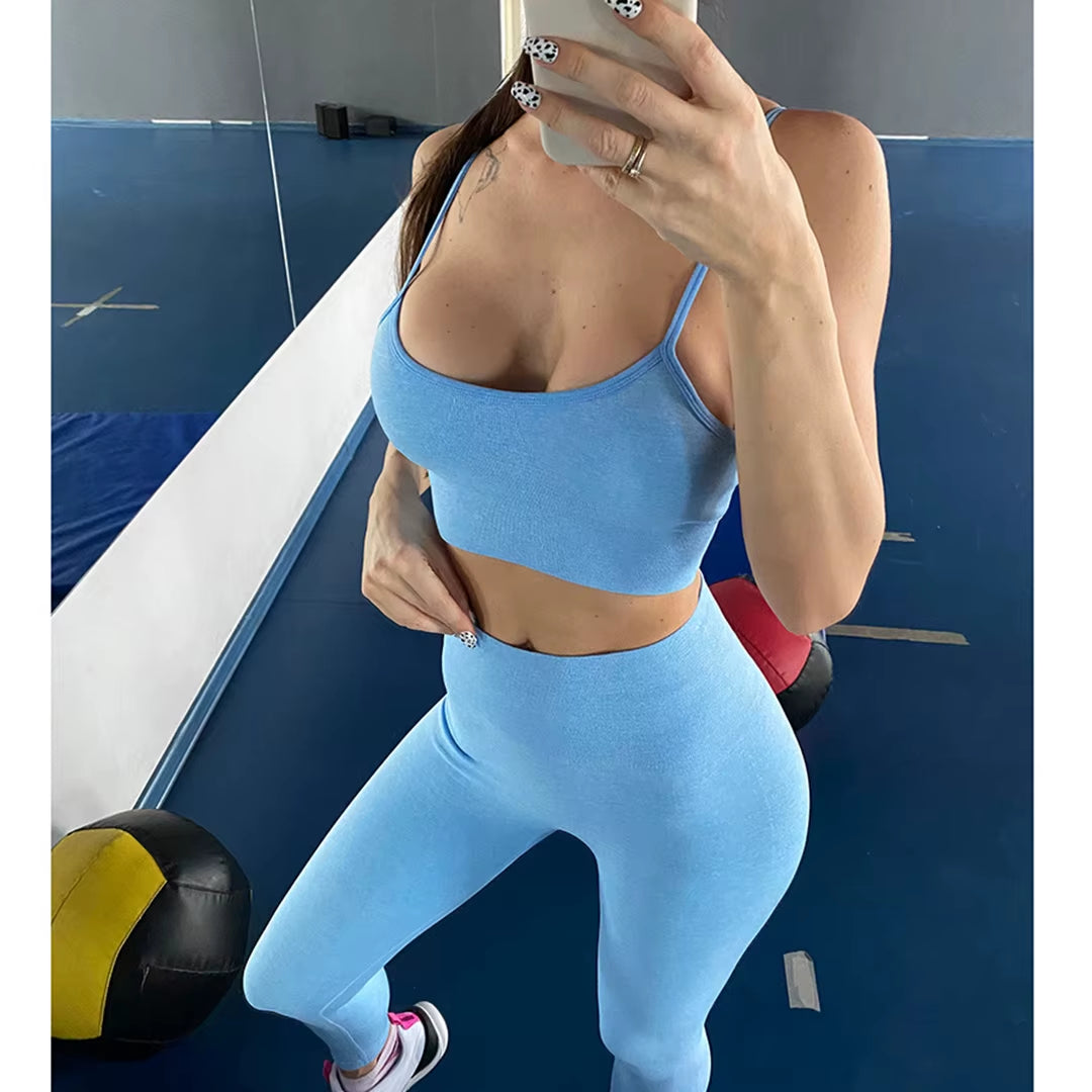 Sportswear Top 2Pcs Yoga Set Women Yoga Suit Short Sleeve High Waist Leggings Gym Quick Dry Yoga Wear Energy Fitness Suit A012