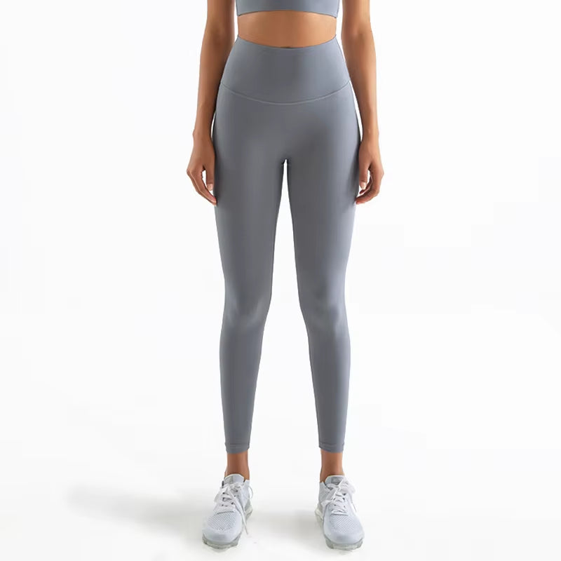 Nylon Tights Yoga Women'S Pants Leggings Gym Fitness No T Line High Waist Hidden Pocket Solid Color Sports Pants 42 Color