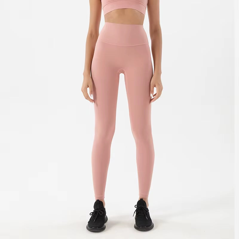 Nylon Tights Yoga Women'S Pants Leggings Gym Fitness No T Line High Waist Hidden Pocket Solid Color Sports Pants 42 Color