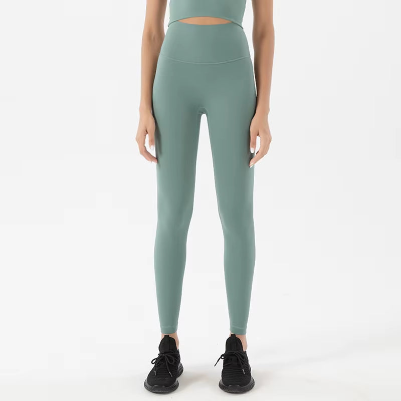 Nylon Tights Yoga Women'S Pants Leggings Gym Fitness No T Line High Waist Hidden Pocket Solid Color Sports Pants 42 Color