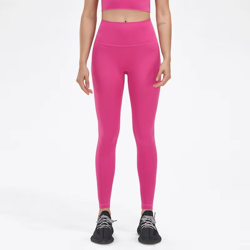 Nylon Tights Yoga Women'S Pants Leggings Gym Fitness No T Line High Waist Hidden Pocket Solid Color Sports Pants 42 Color