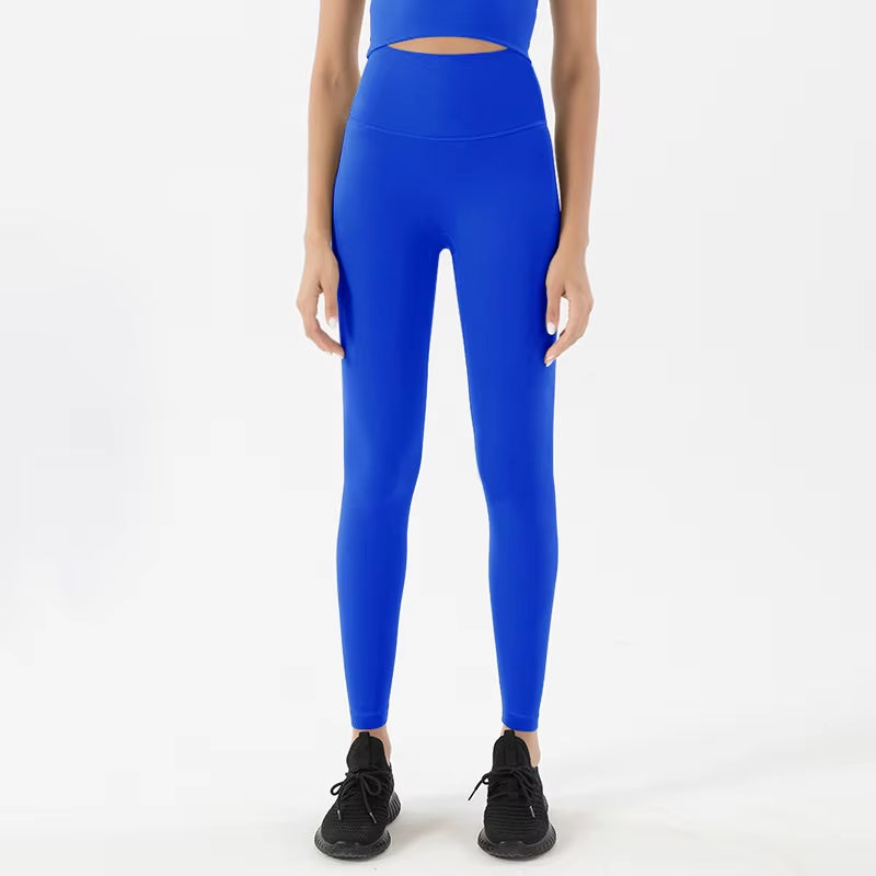 Nylon Tights Yoga Women'S Pants Leggings Gym Fitness No T Line High Waist Hidden Pocket Solid Color Sports Pants 42 Color