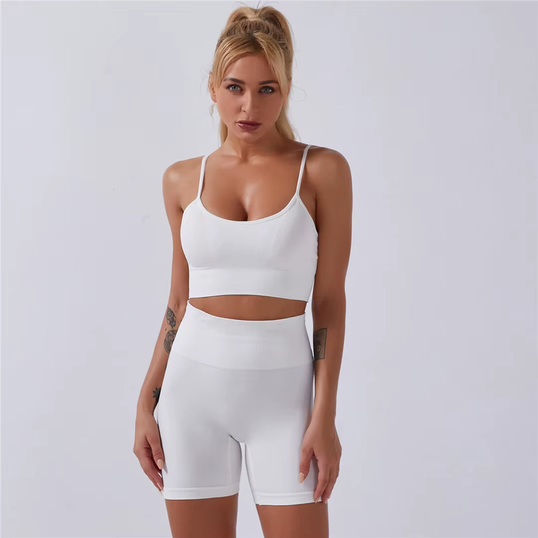 Sportswear Top 2Pcs Yoga Set Women Yoga Suit Short Sleeve High Waist Leggings Gym Quick Dry Yoga Wear Energy Fitness Suit A012