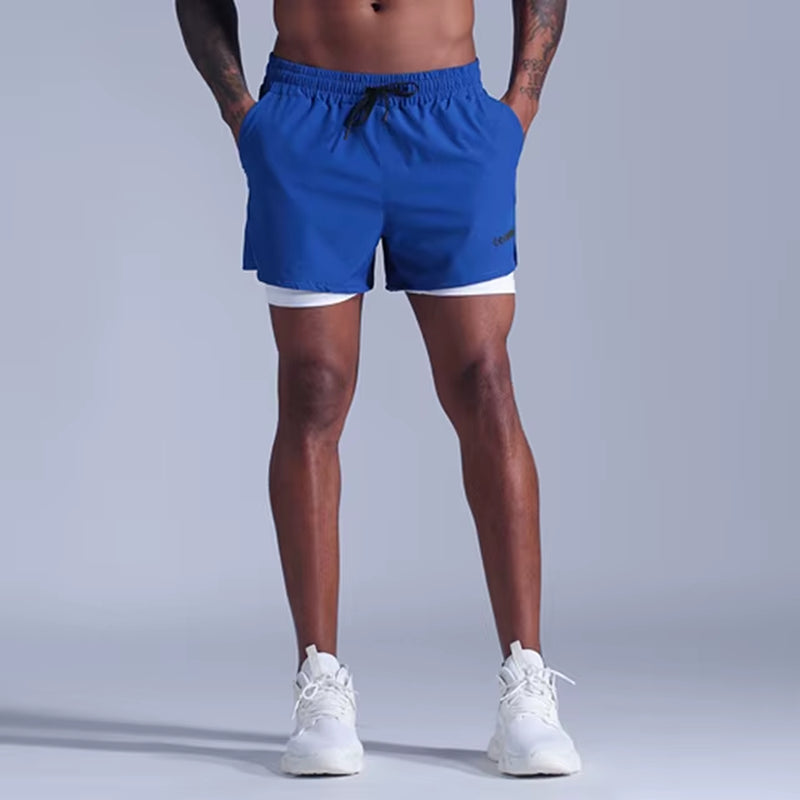 Men's 2-in-1 Quick-Dry Sports Running Shorts for Jogging, Fitness, Soccer Training, Track and Field, and Marathon Events