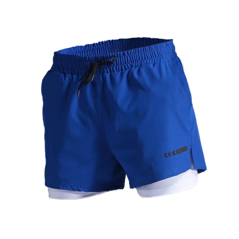 Men's 2-in-1 Quick-Dry Sports Running Shorts for Jogging, Fitness, Soccer Training, Track and Field, and Marathon Events