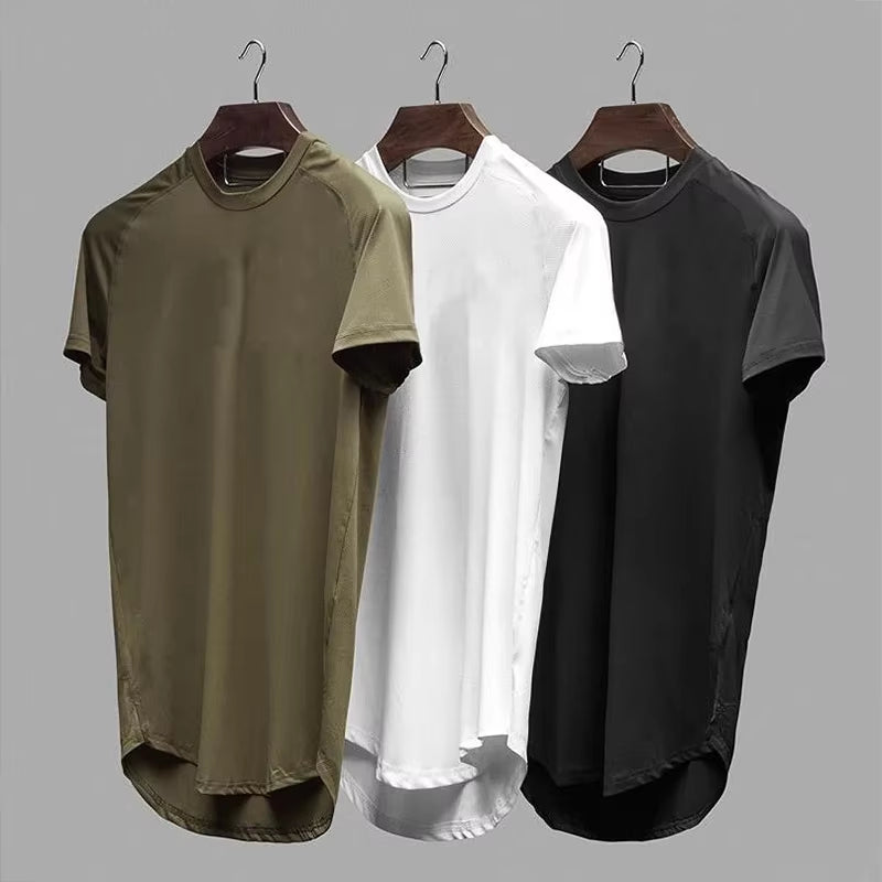 Men's Mesh T-Shirt - Quick Dry Solid Fitness Top for Bodybuilding and Gym Wear, Summer Collection