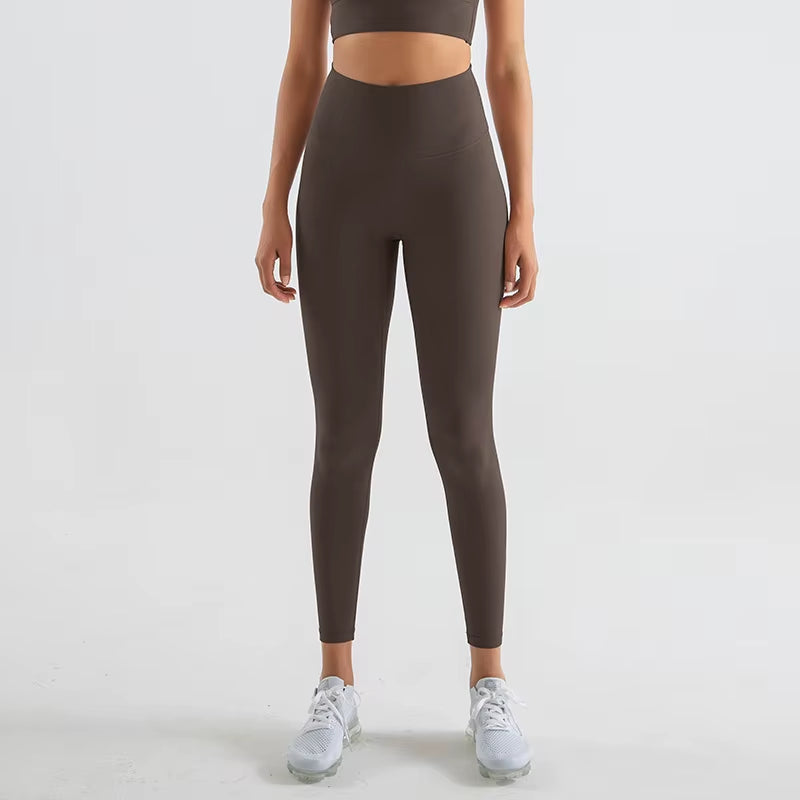 Nylon Tights Yoga Women'S Pants Leggings Gym Fitness No T Line High Waist Hidden Pocket Solid Color Sports Pants 42 Color